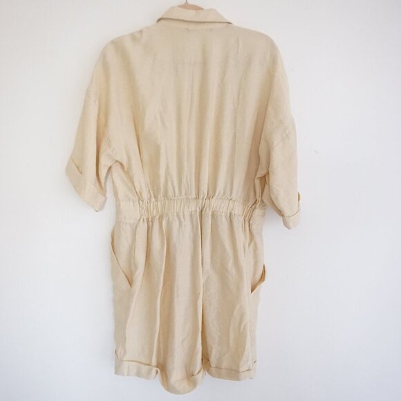 Zara Cream Bohemian Boho Breathable Short Sleeve Shorts Romper M - Picture 11 of 16